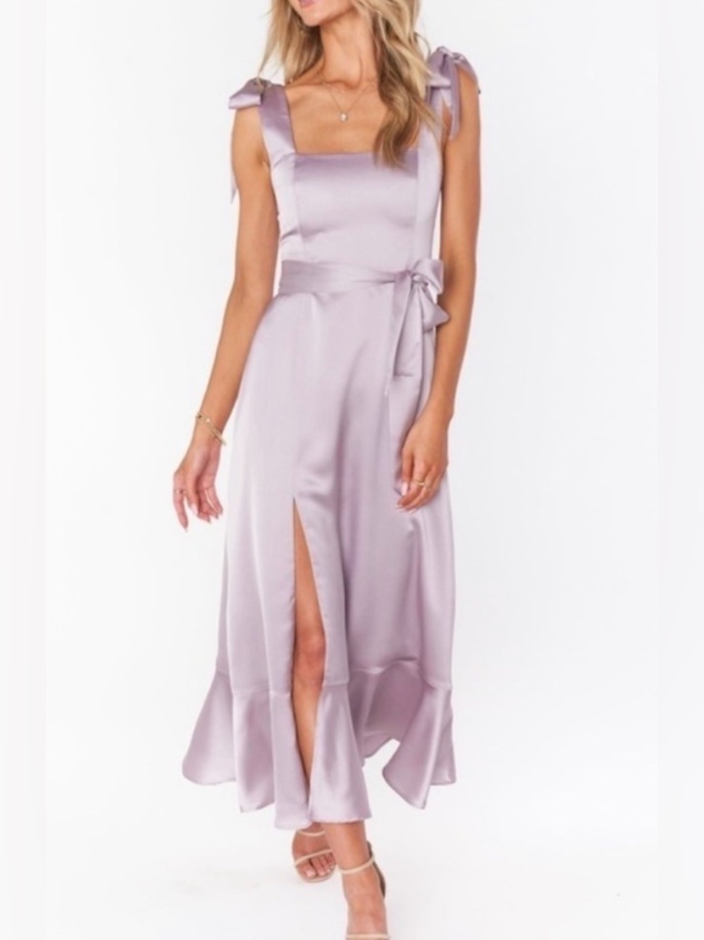 NEW Show me your mumu Claire midi dress dusty purple lilac satin bridesmaid S